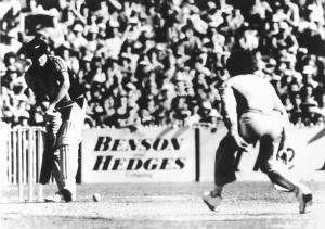 Trevor Chappell rolls the last ball of the innings along the ground to stop the opposition from scoring.